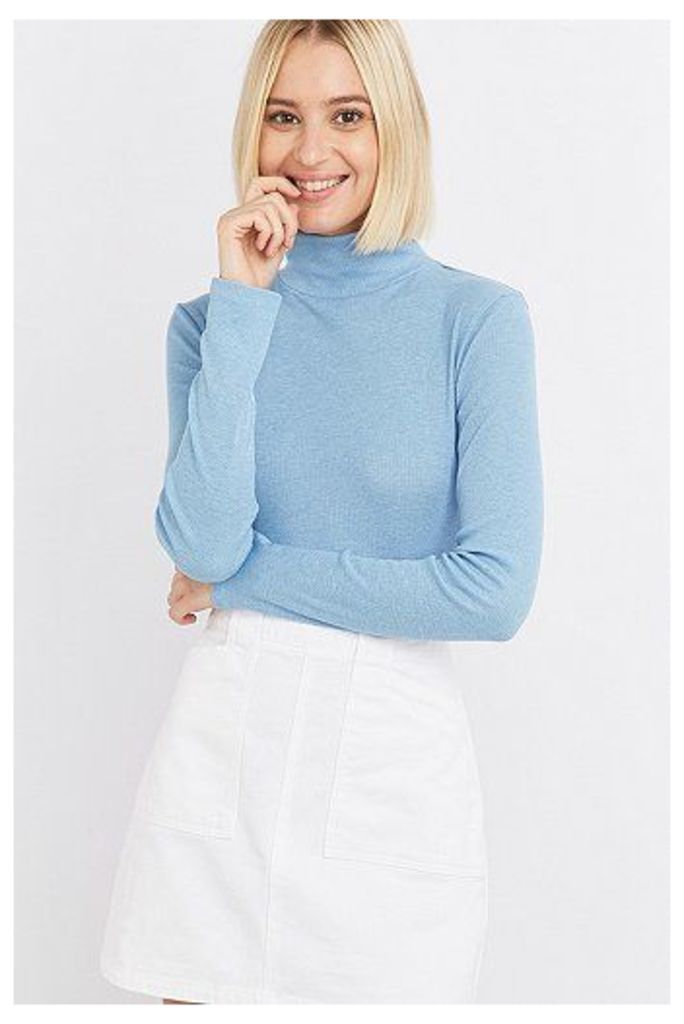 Urban Outfitters Long Sleeve Ribbed Turtleneck Top, Blue