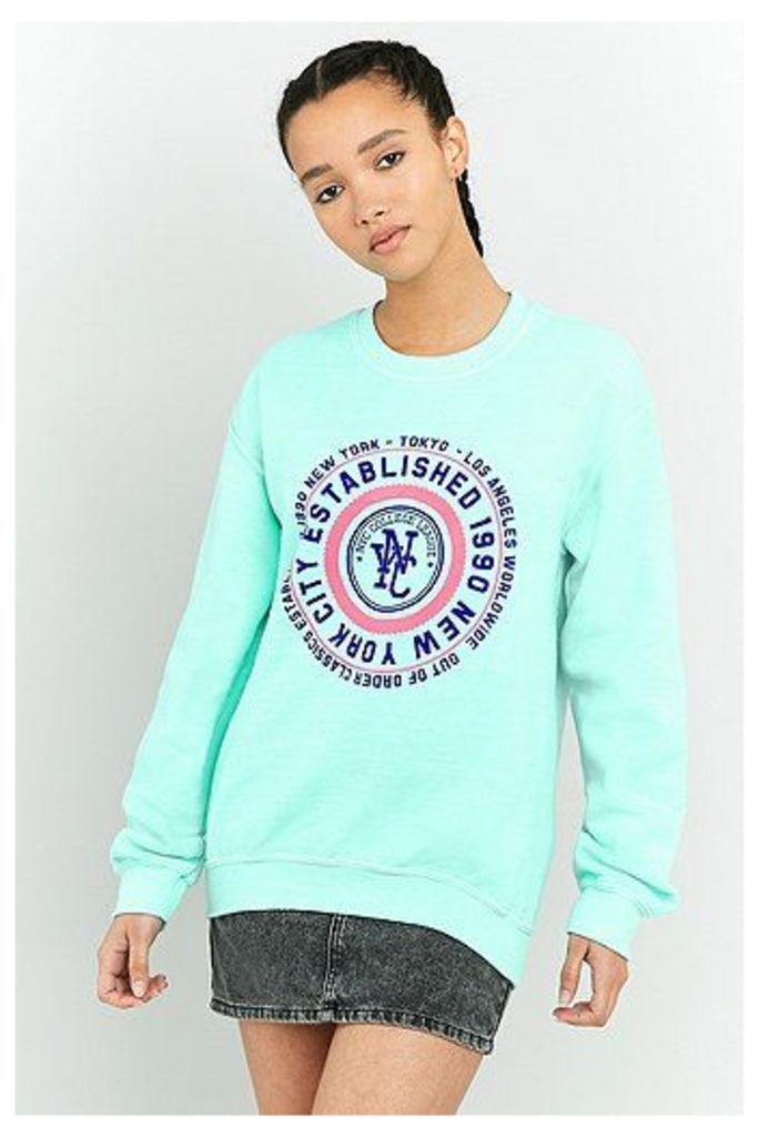 BDG NYC Circle Graphic Turquoise Sweatshirt, Mint