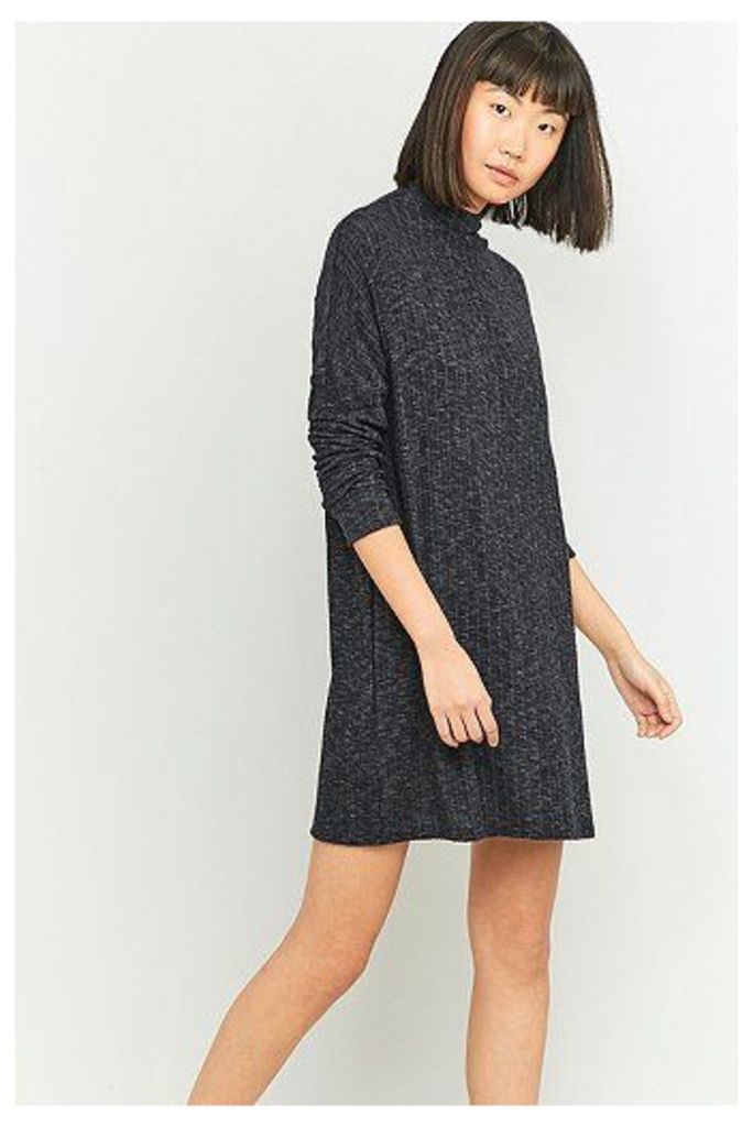 Urban Outfitters Cosy Black Ribbed Turtleneck Dress, Black