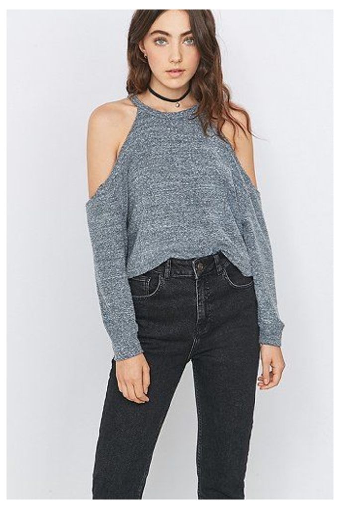 Urban Outfitters Cosy Cold Shoulder Grey Top, Grey