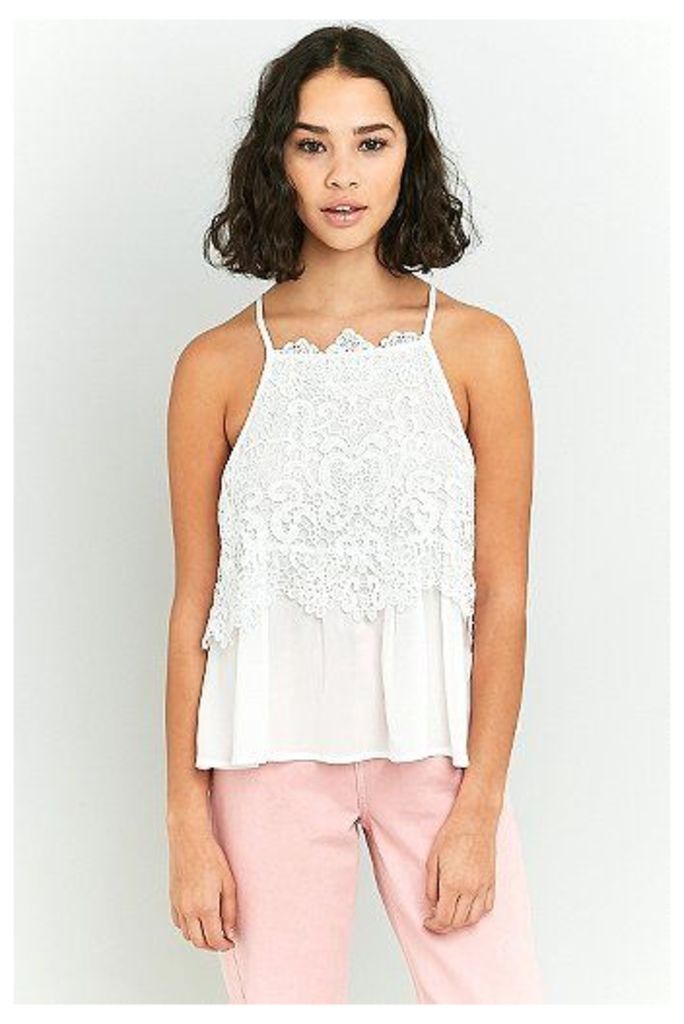 Pins & Needles Lace Overlay Cami, WHITE