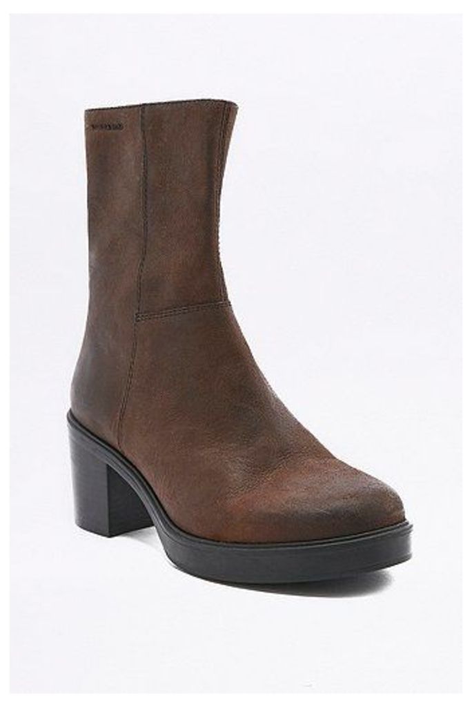 Vagabond Tilda Brown Nubuck Leather Calf Boots, CHOCOLATE