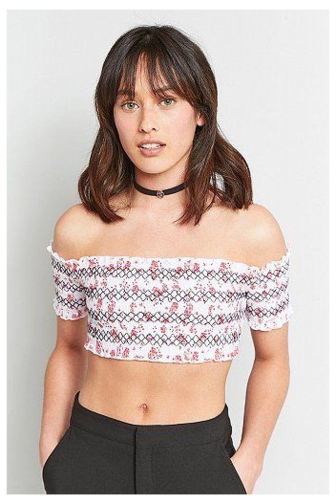 Pins & Needles Ditsy Floral Ruched Off-The-Shoulder Crop Top, PINK