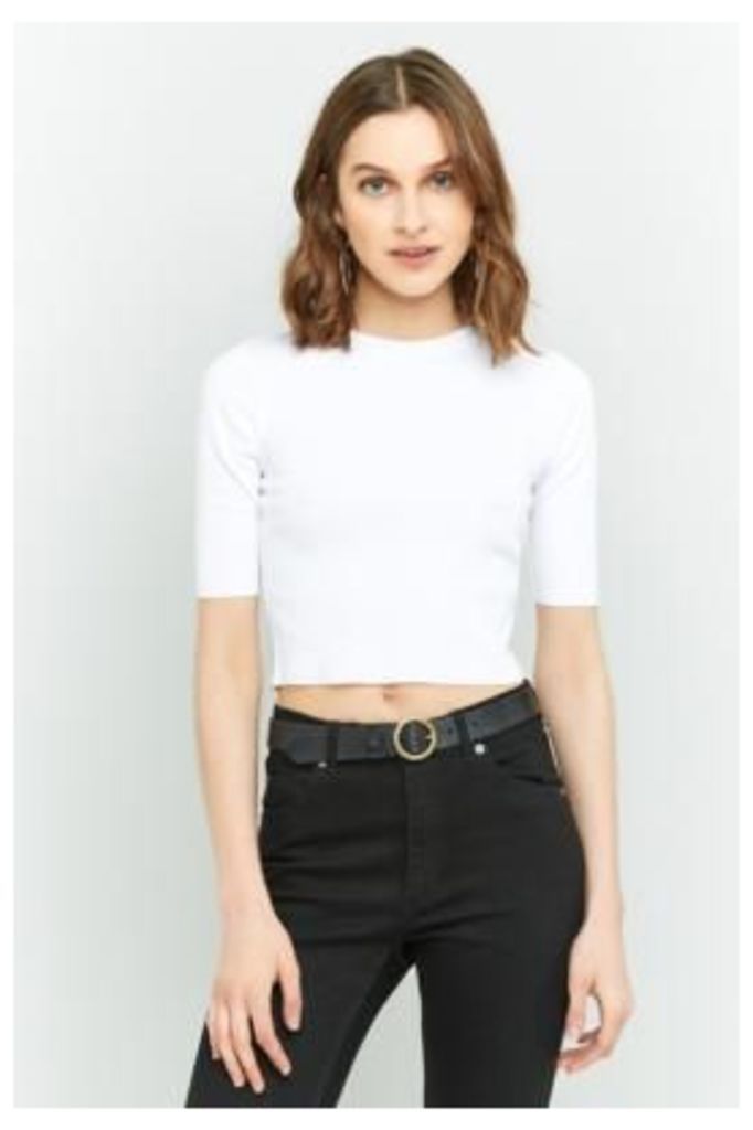 Urban Outfitters Ribbed Crop Top, WHITE
