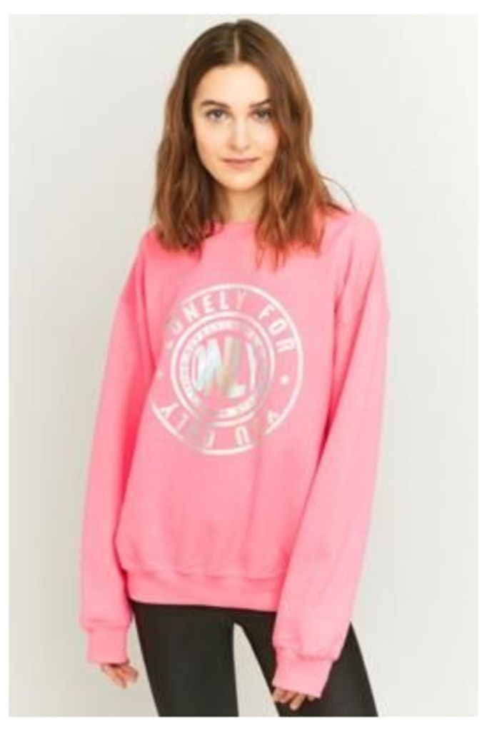 BDG Lonely For You Only Holographic Sweatshirt, Pink