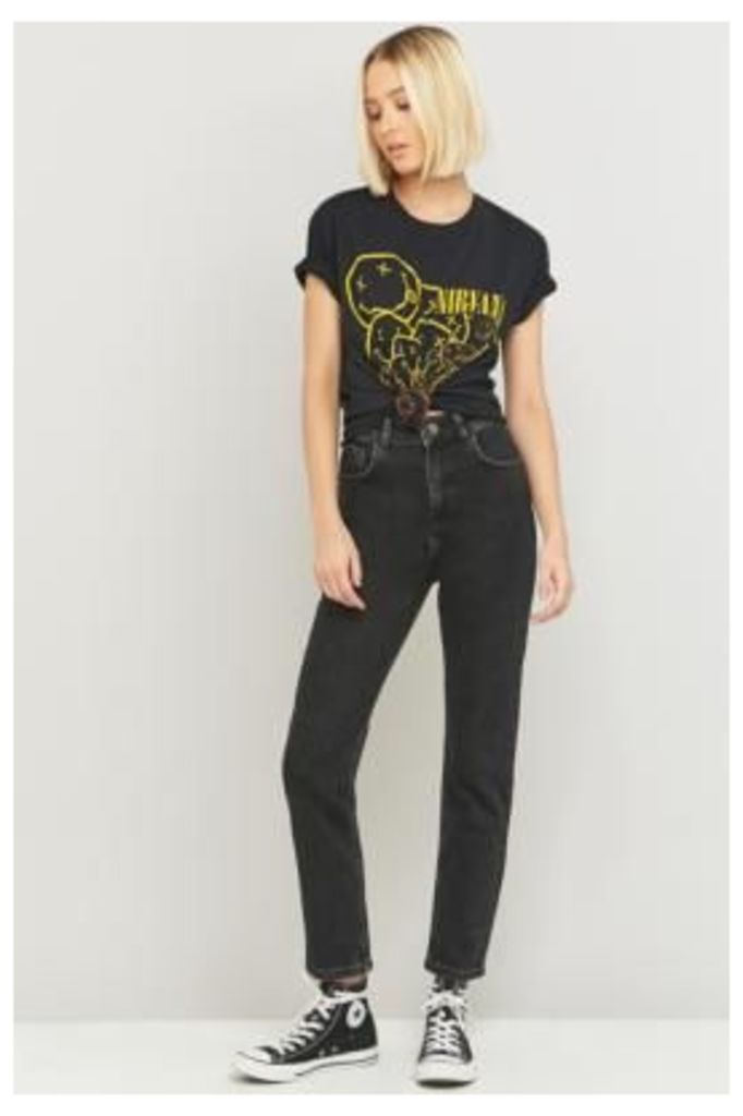 BDG High-Waisted Washed Black Girlfriend Jeans, BLACK