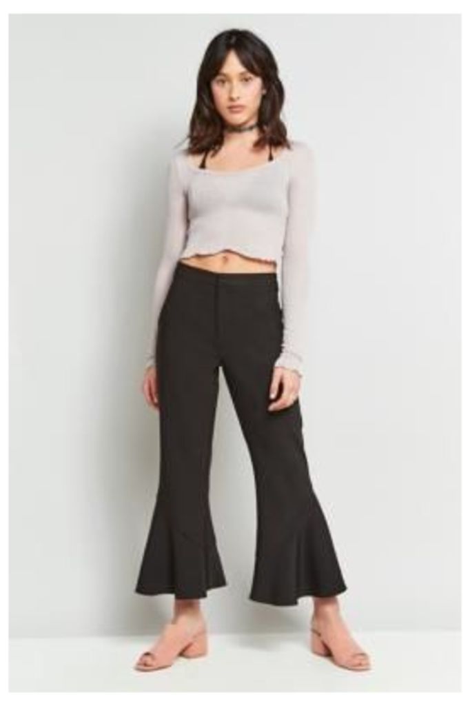 Light Before Dark Fluted Cropped Trousers, Black