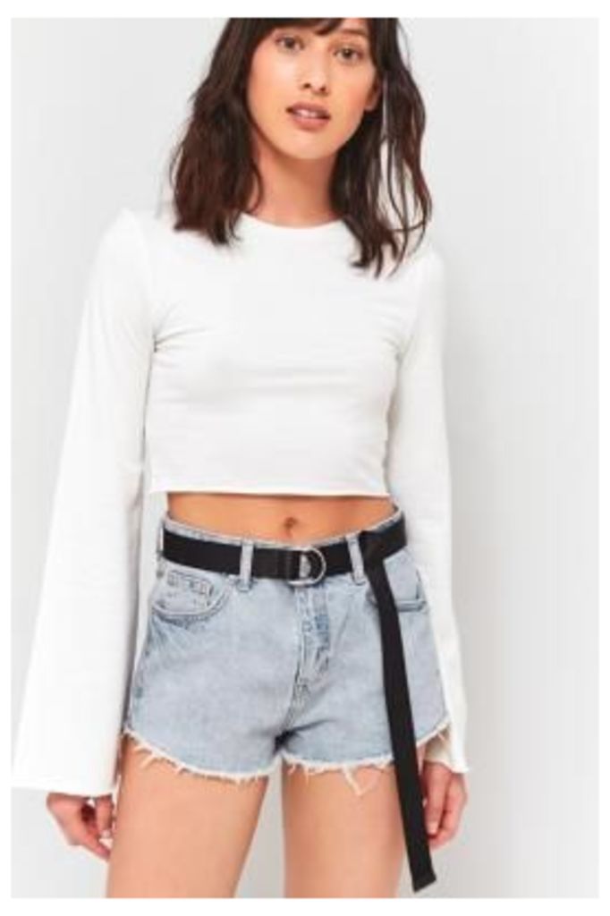 Urban Outfitters Flute Sleeve Cropped T-Shirt, Cream