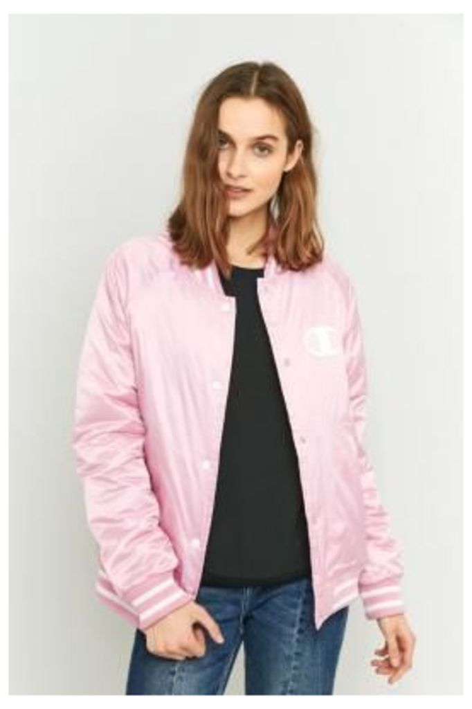 Champion Pink Satin Bomber Jacket, Pink