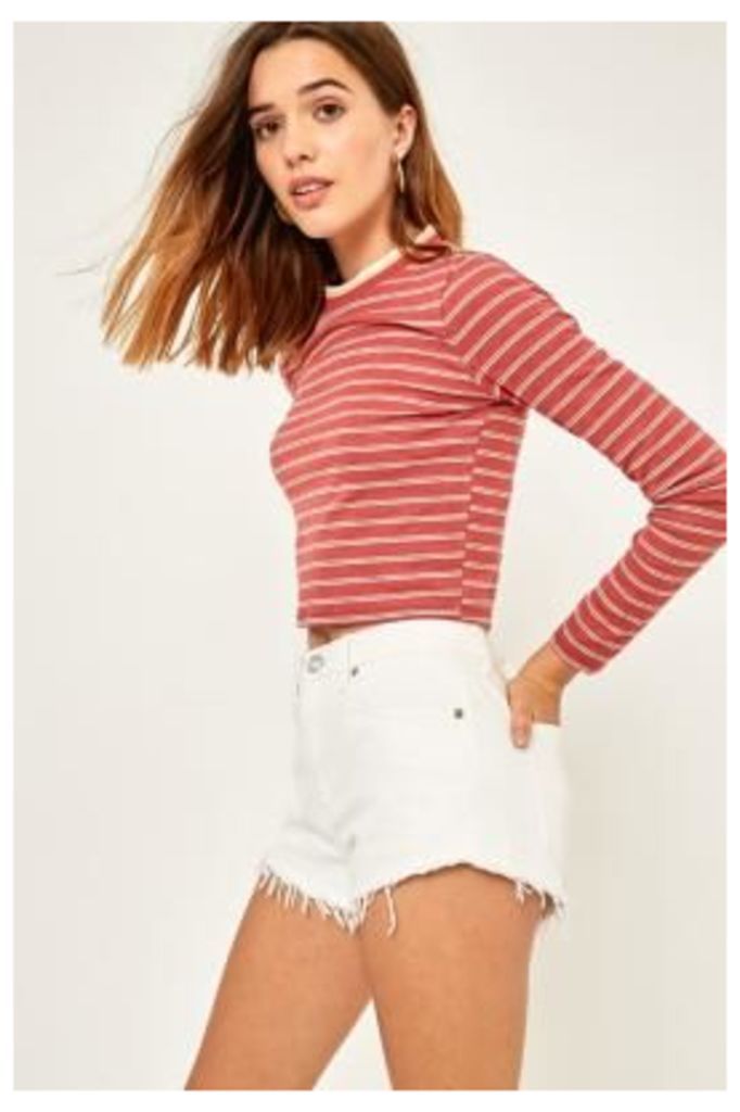 Urban Outfitters Tipped Striped Long Sleeve T-Shirt, Maroon