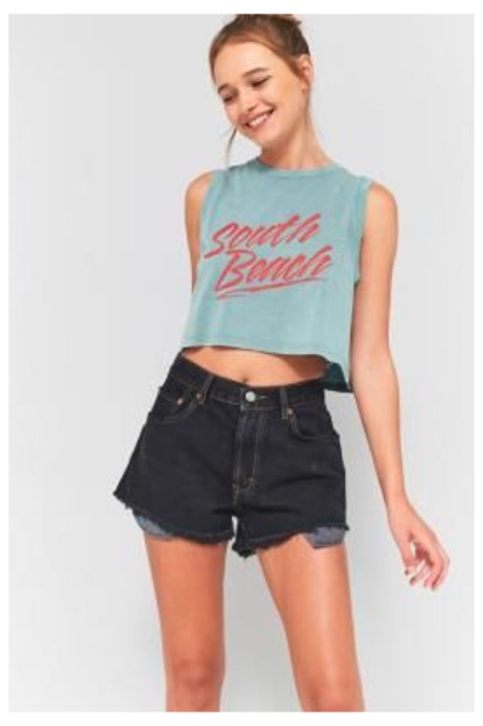 Urban Outfitters South Beach Cropped Tank Top, Blue