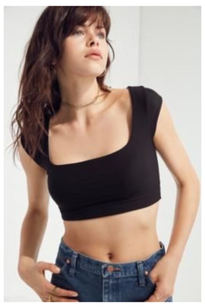 Kimchi Blue Delicate Thing Square-Neck Crop Top, Black