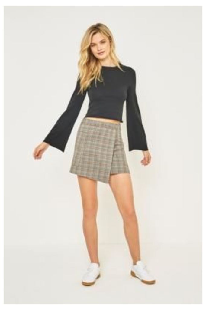 Urban Outfitters Fluted Sleeve Cropped T-Shirt, Black