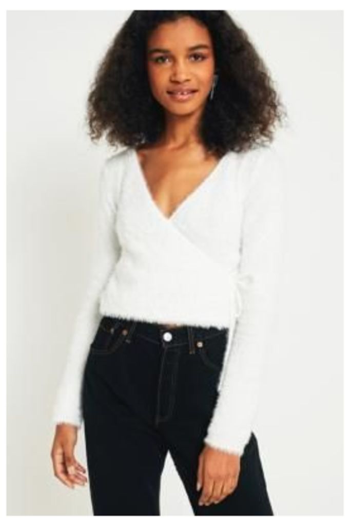 Urban Outfitters Fluffy Ballet Wrap Top, White