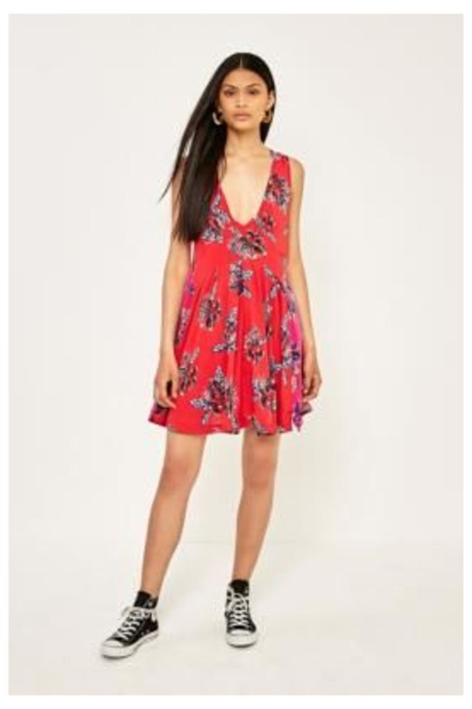 Free People Thought I Was Dreaming Red And Pink Floral Mini Dress, Red