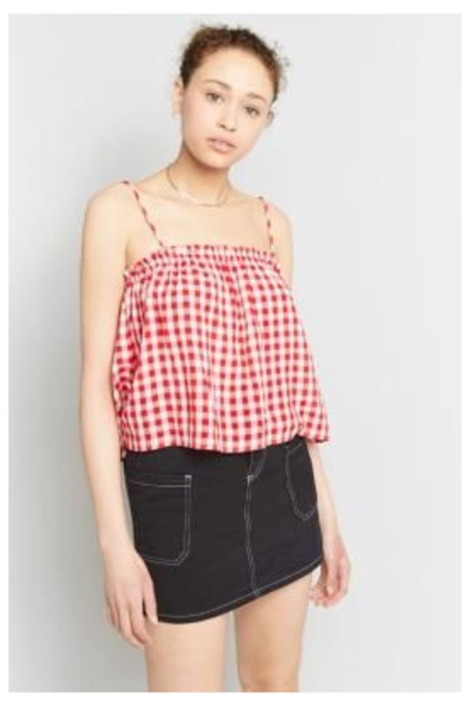 Pins & Needles Gingham Frill Edge Cami, Red