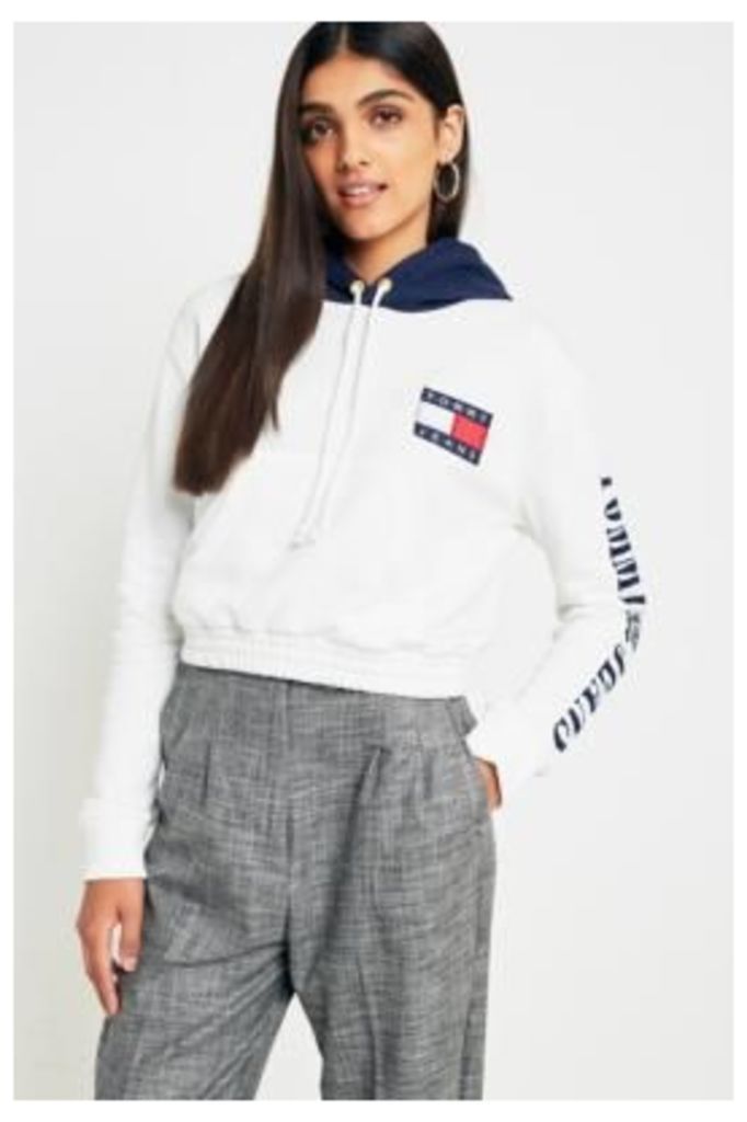 Tommy Jeans '90s Cropped Contrast Hoodie, White