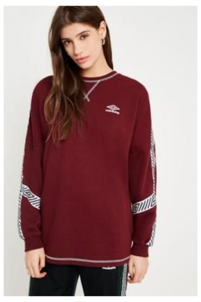 Umbro Burgundy Taped Oversized Sweatshirt, red