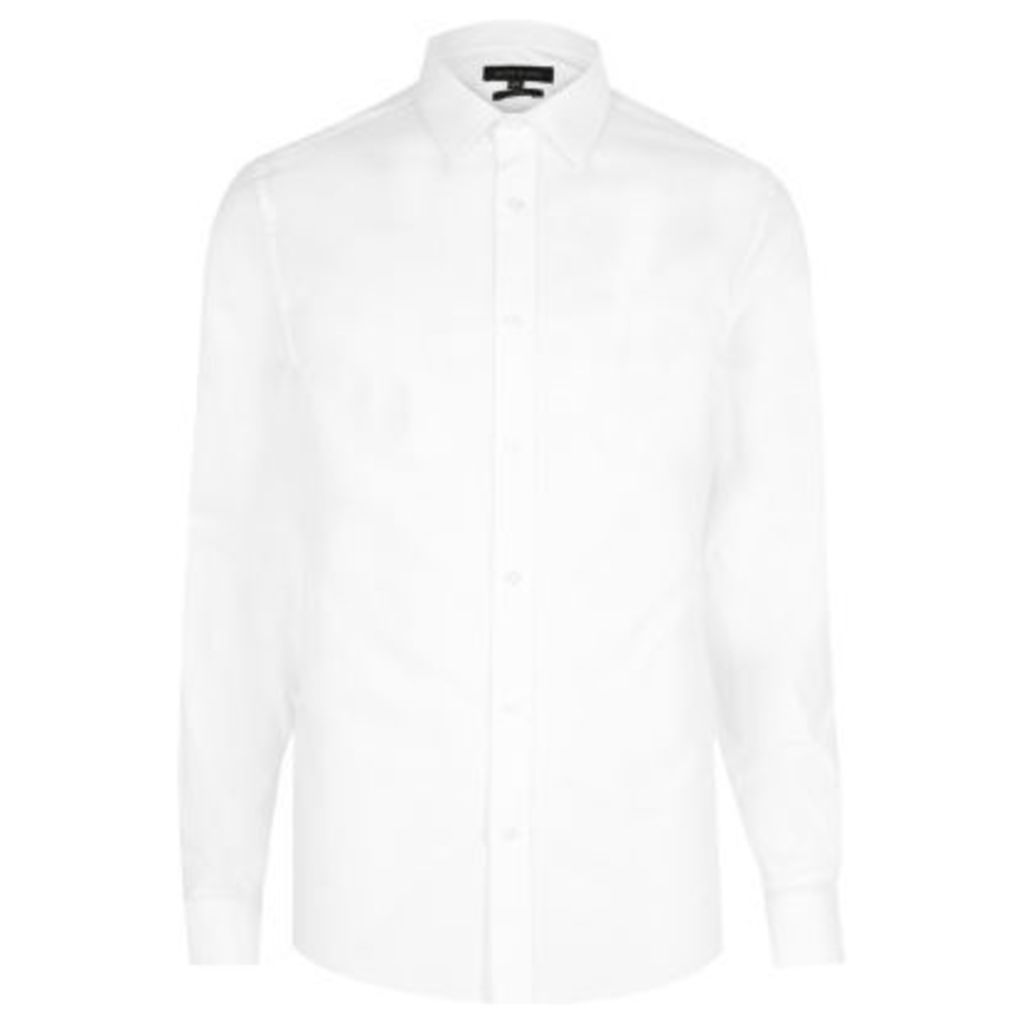 River Island Mens White cutaway collar shirt