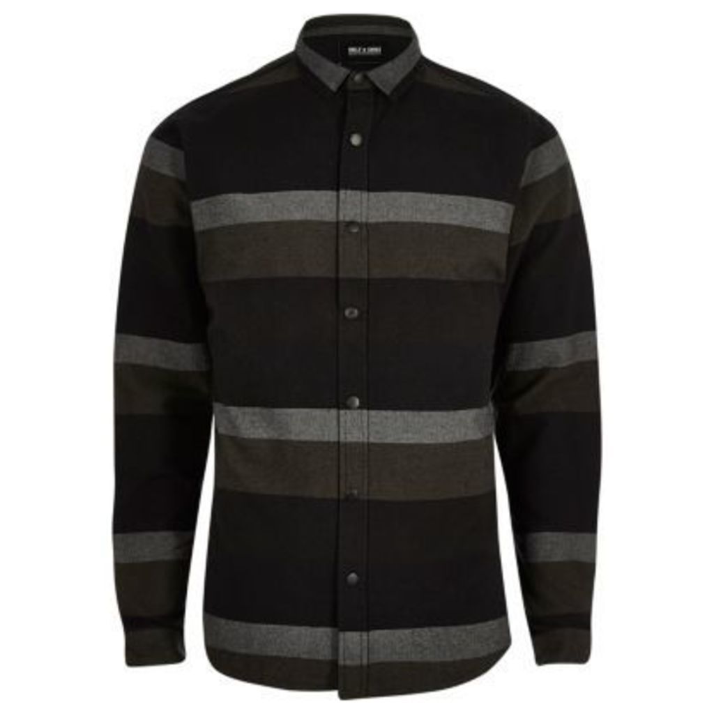 River Island Mens Black Only & Sons stripe print casual shirt