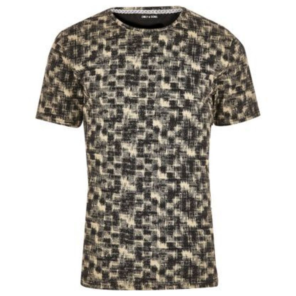 River Island Mens Black and white Only & Sons print T-shirt