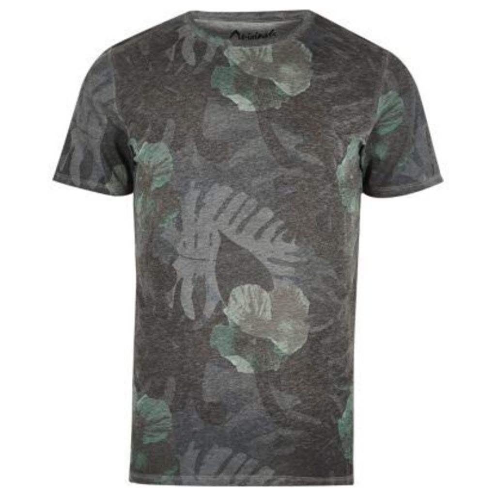 River Island Mens Grey Jack & Jones faded leaf print T-shirt