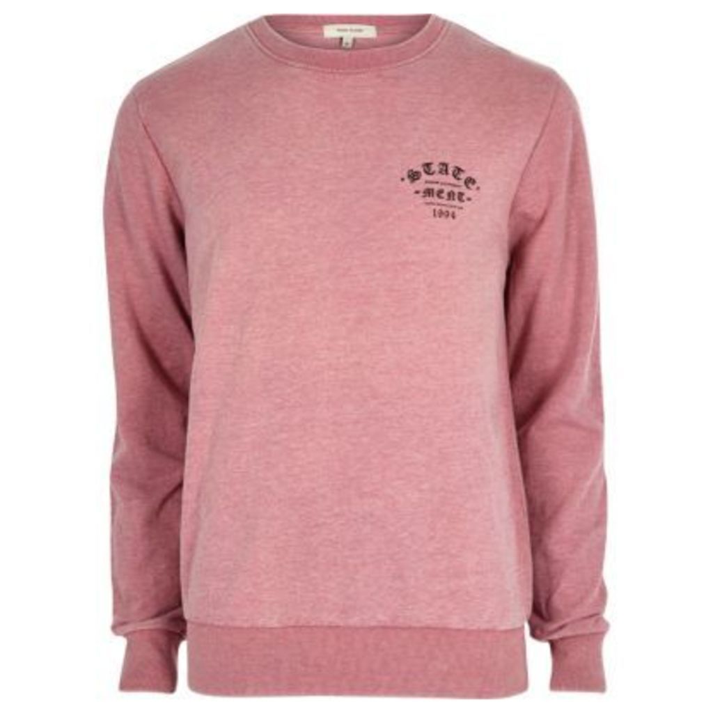 River Island Mens Pink casual statement sweatshirt