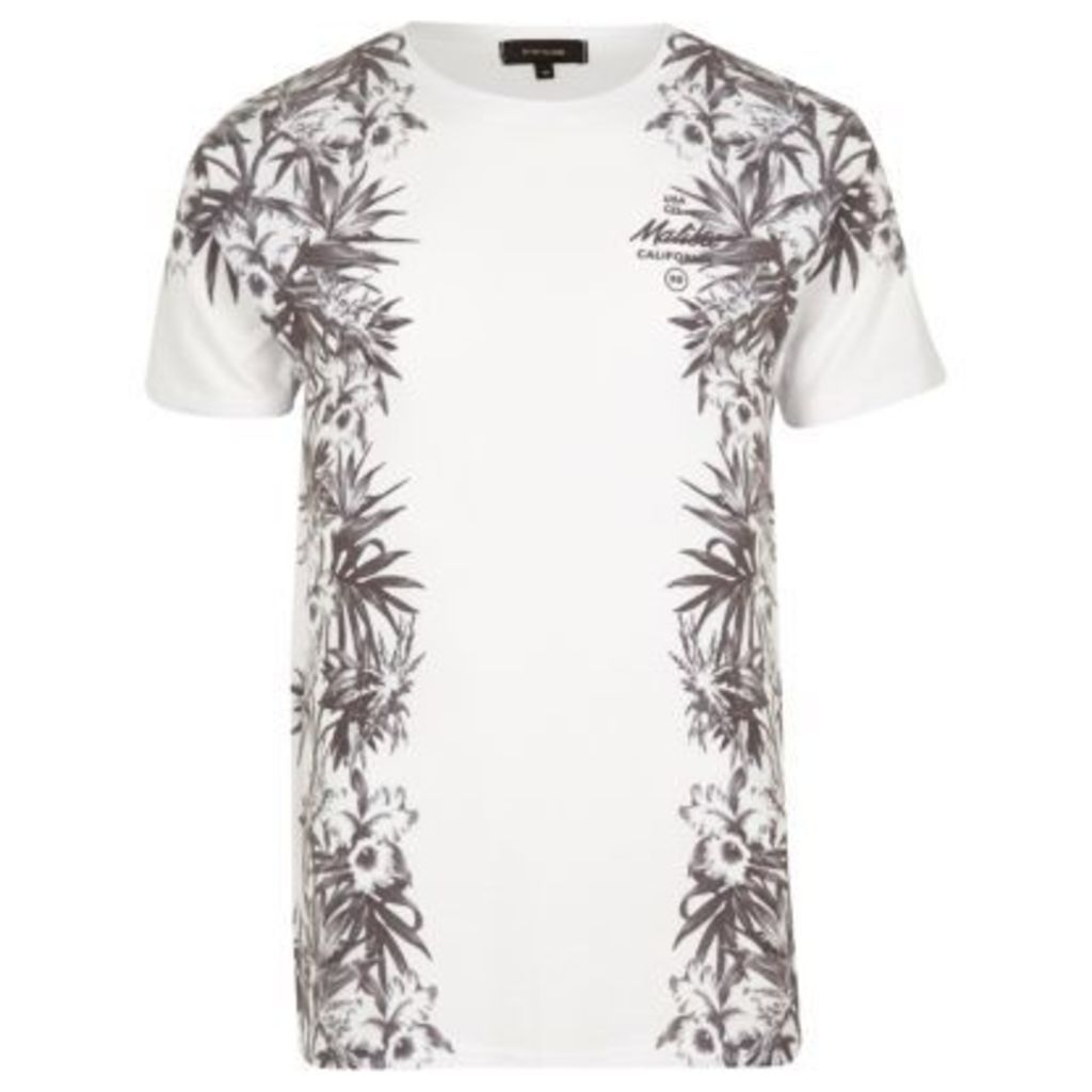 River Island Mens White floral Malibu print T-shirt
