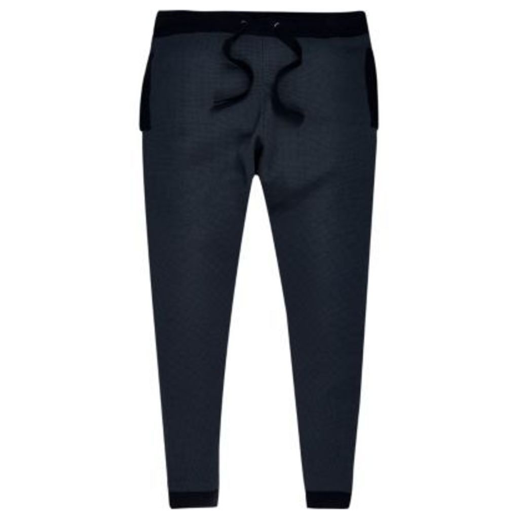 River Island Mens Navy blue sporty joggers