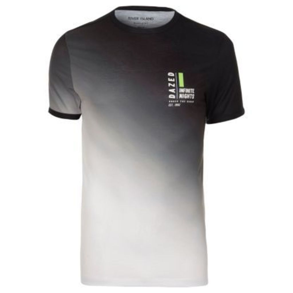 River Island Mens White and black fade print muscle fit T-shirt