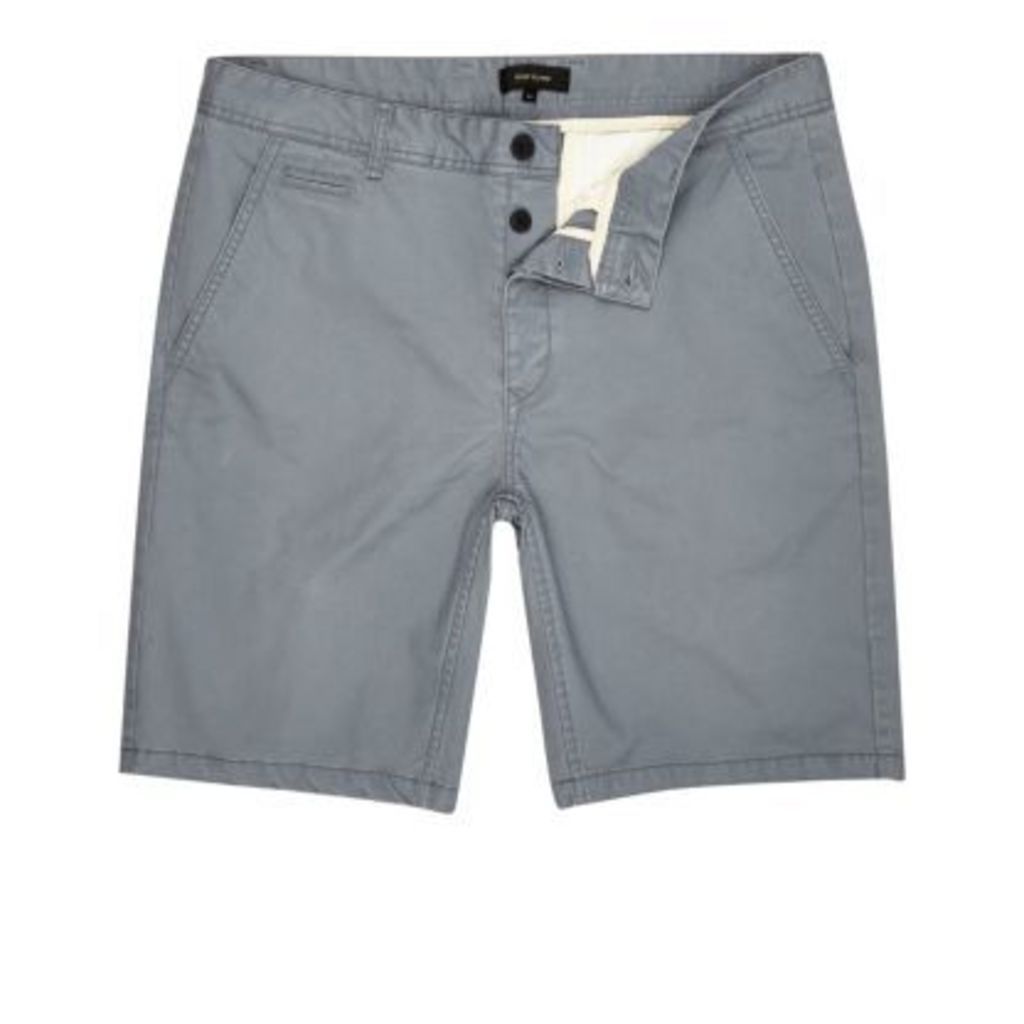 River Island Mens Grey slim fit chino shorts