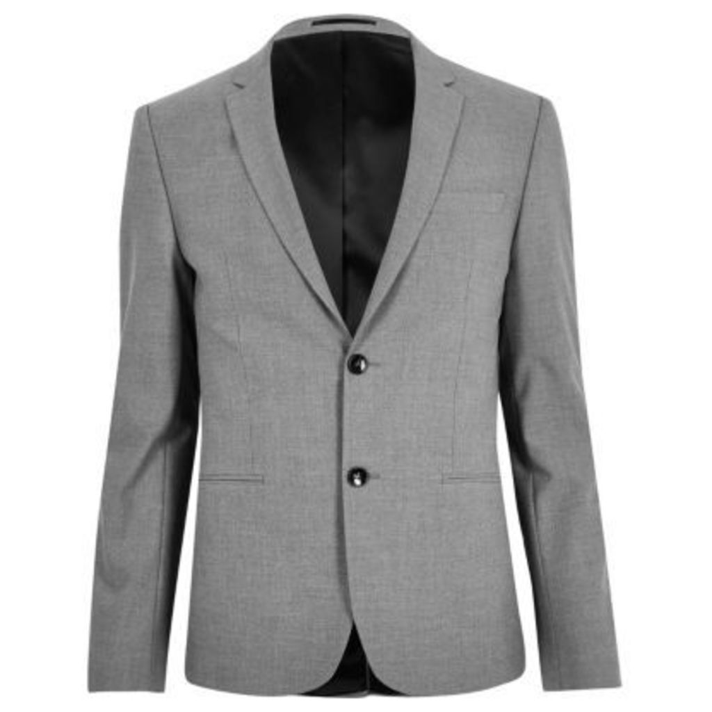 River Island Mens Grey super skinny fit suit jacket
