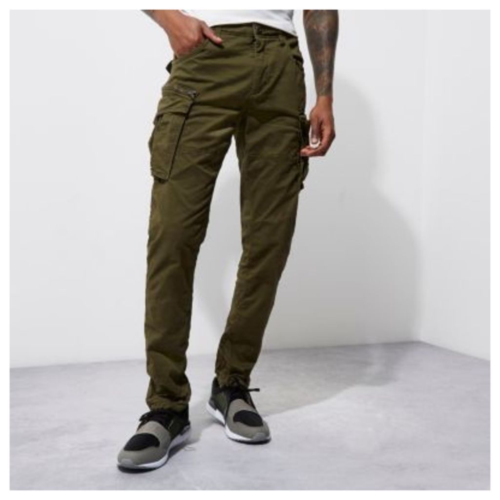 River Island Mens Green Jack and Jones Vintage cargo trousers
