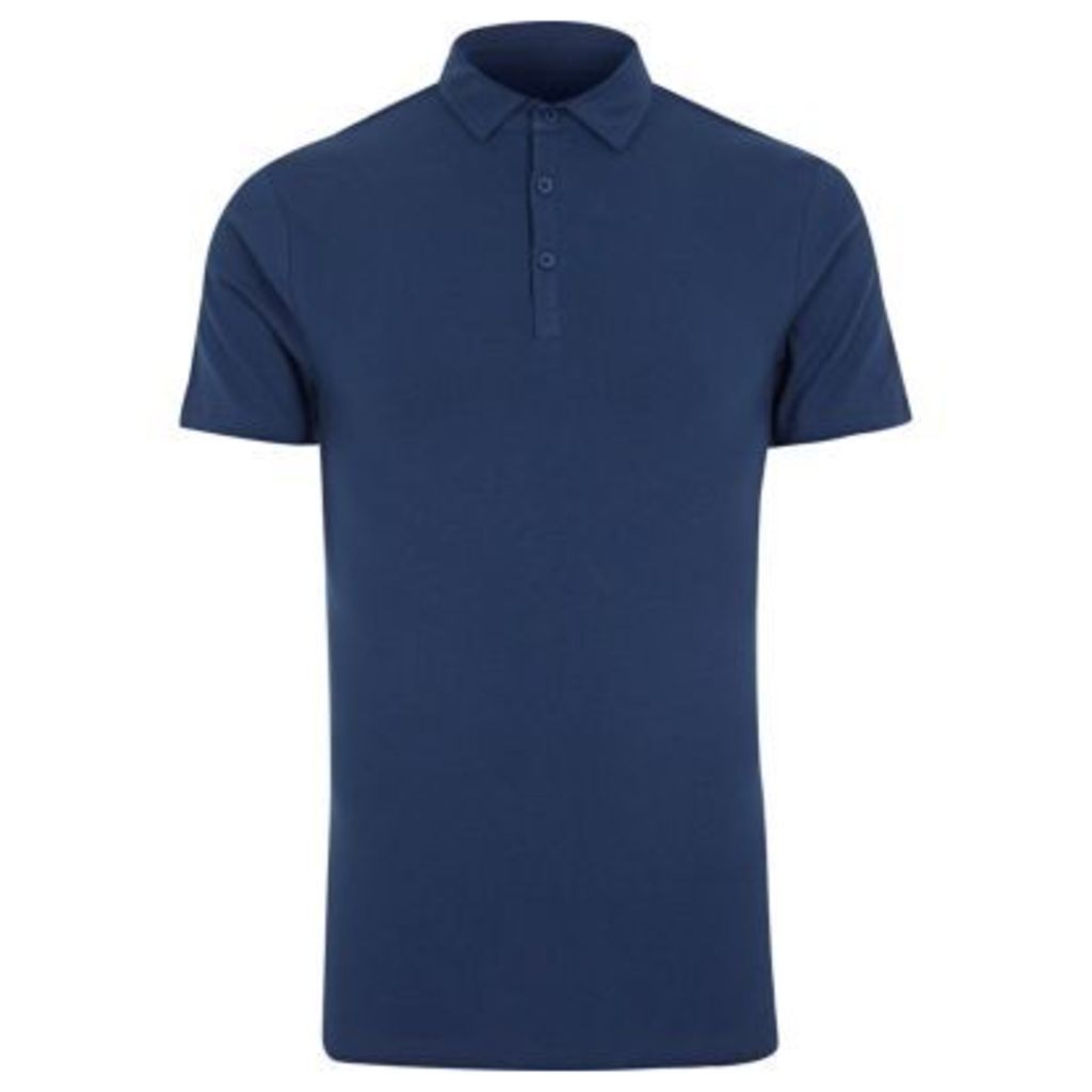 River Island Mens Navy muscle fit polo shirt