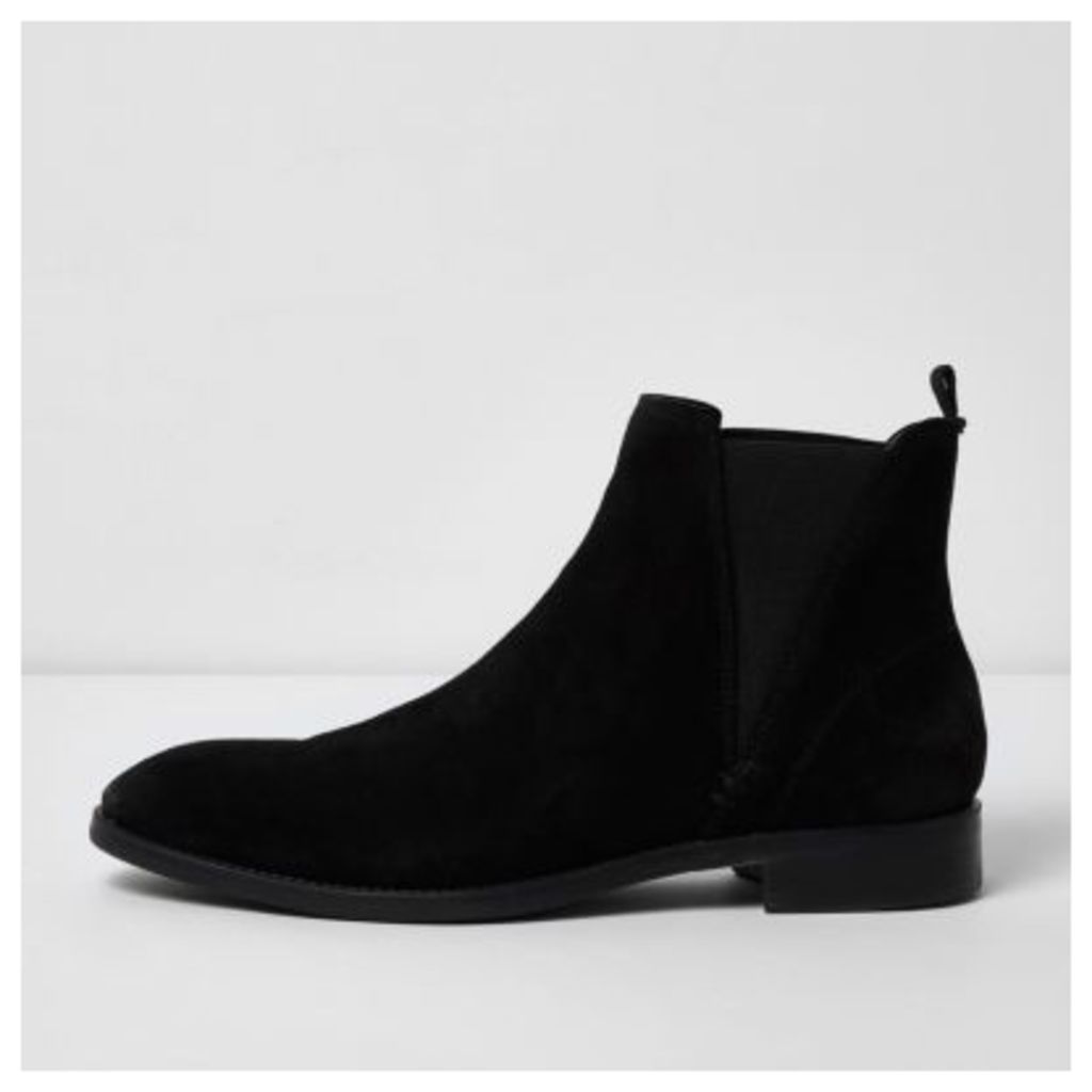 River Island Mens Black suede chelsea boots