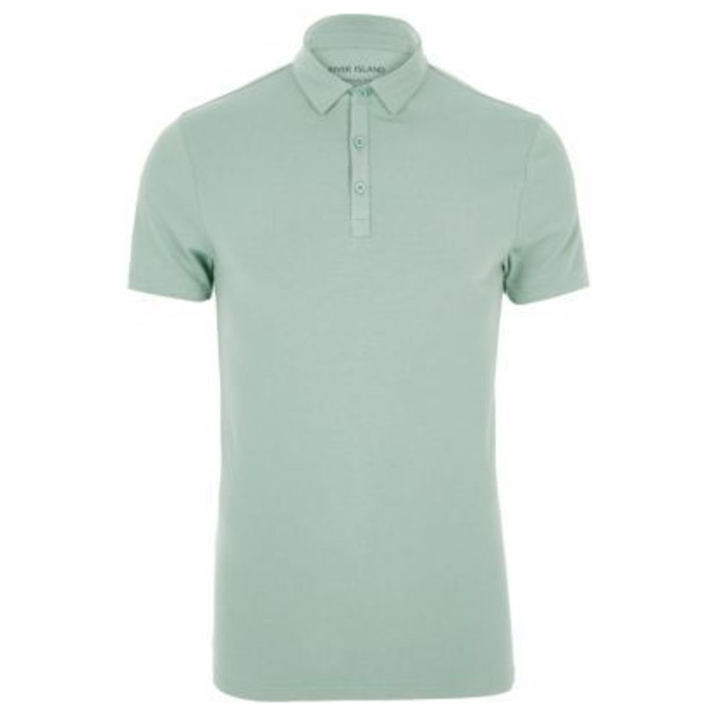 River Island Mens Light Green muscle fit polo shirt