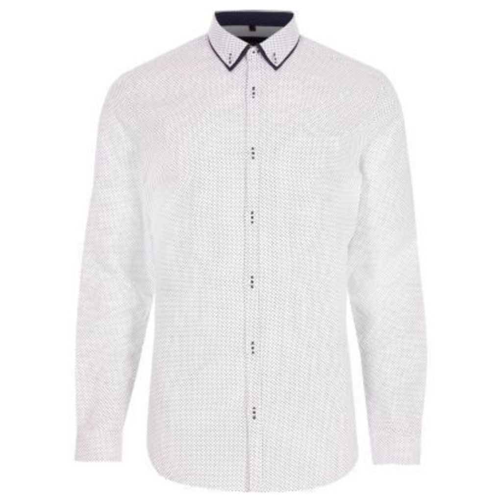 Mens Big and Tall White print button-down shirt