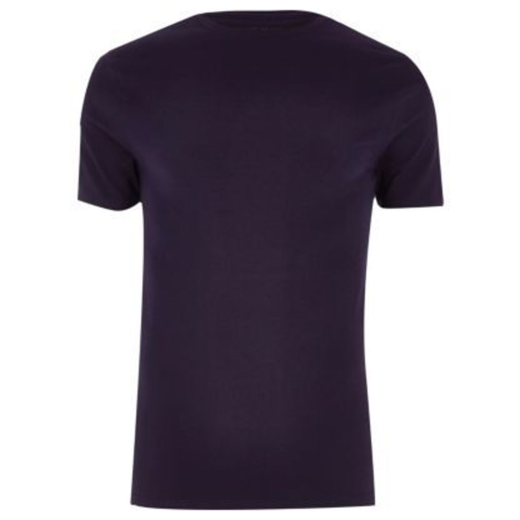 River Island Mens Dark Purple muscle fit T-shirt