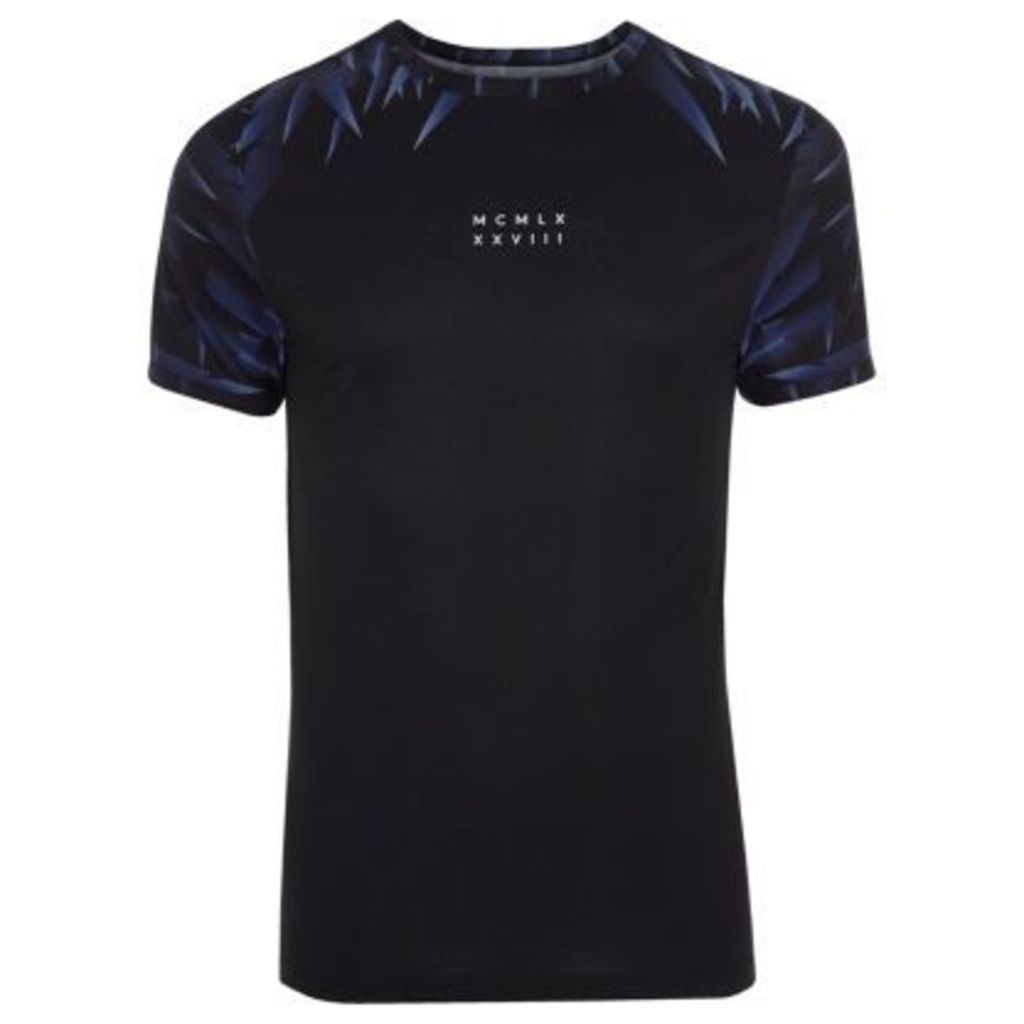 River Island Mens Black numerals print muscle fit T-shirt