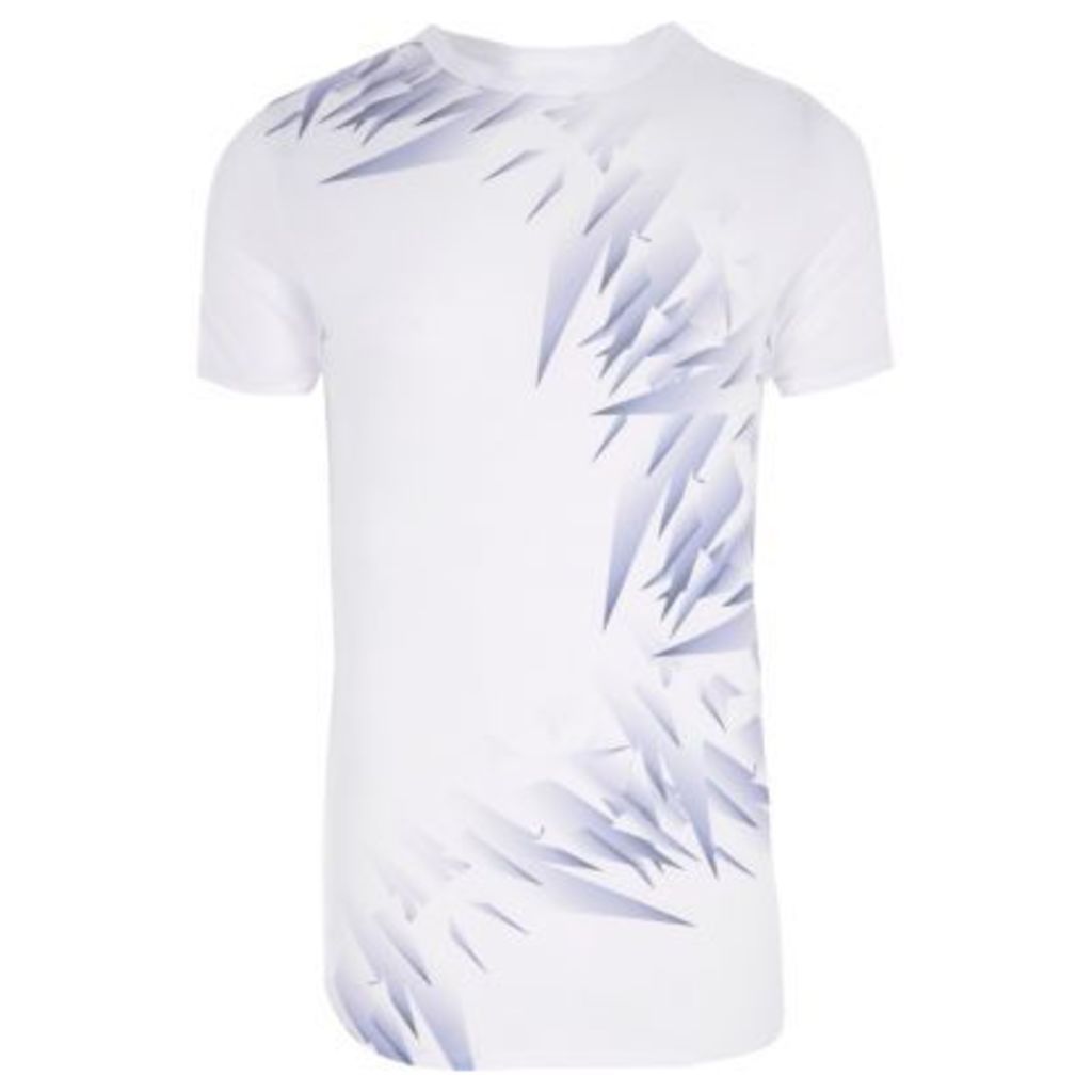 River Island Mens White shard print muscle fit T-shirt