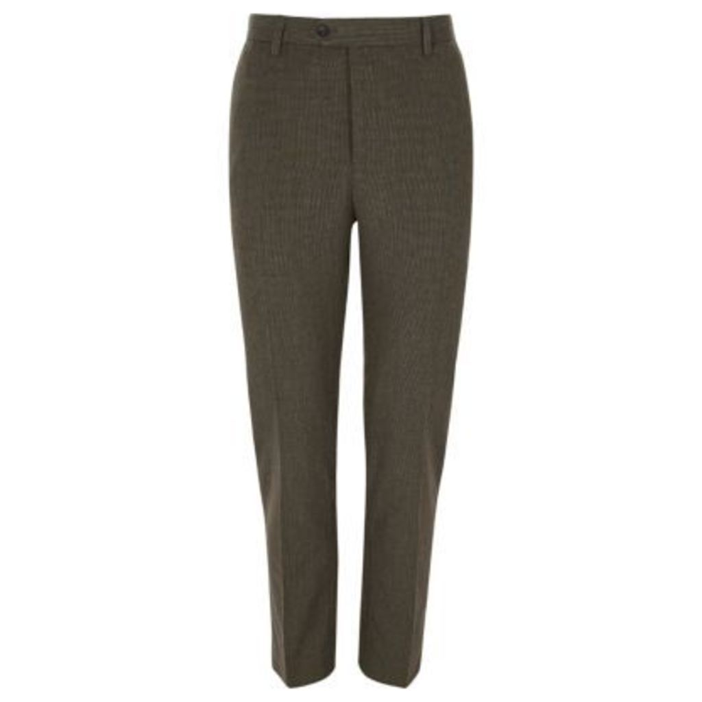 River Island Mens Brown puptooth check skinny fit trousers