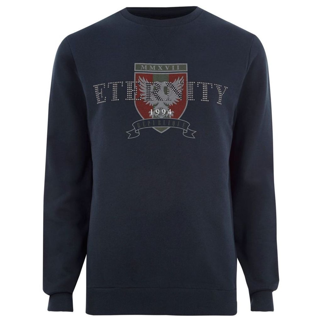 Mens Navy 'eternity' stud printed sweatshirt