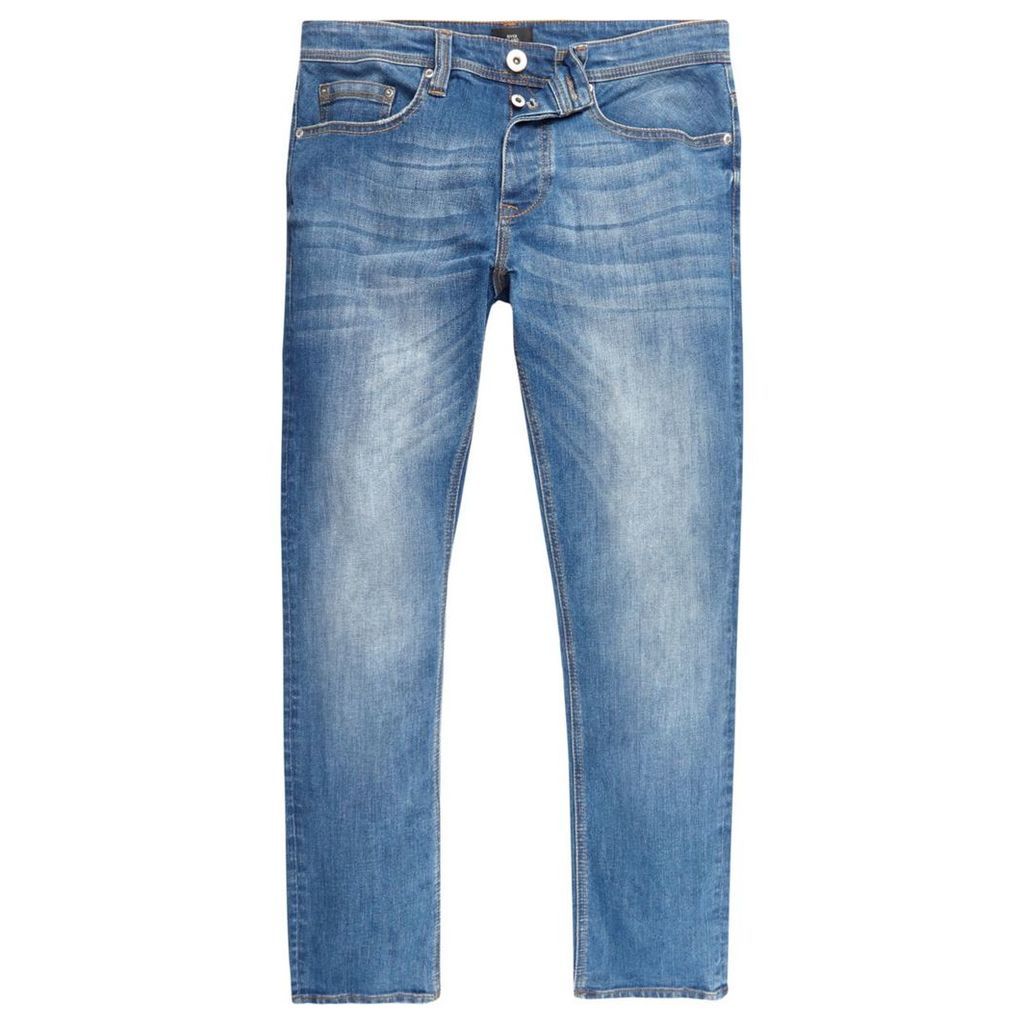 River Island Mens Mid Blue wash Dylan slim fit jeans