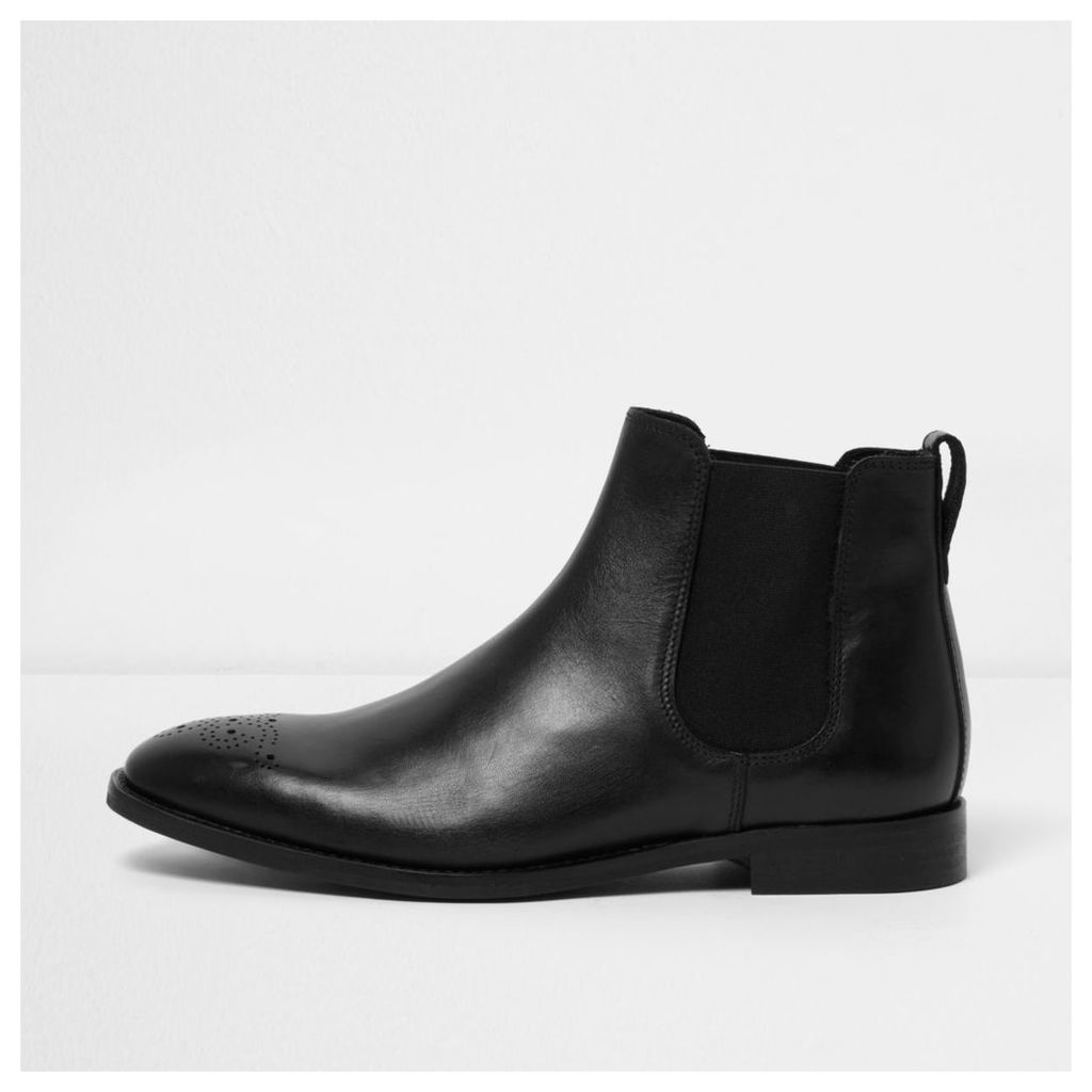 River Island Mens Black leather chelsea boots