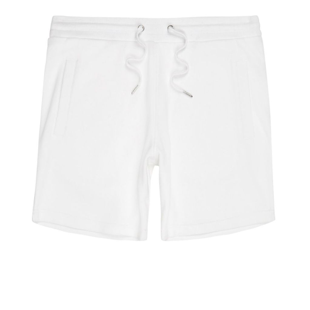 River Island Mens White pique shorts