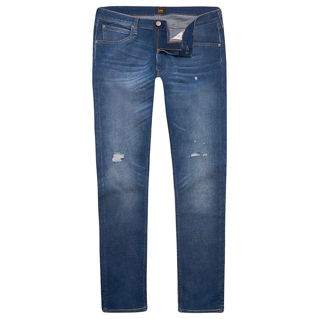Mens River Island Lee Blue slim fit ripped tapered Luke jeans