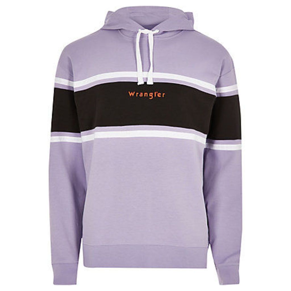 Mens River Island Wrangler light Purple colour block hoodie