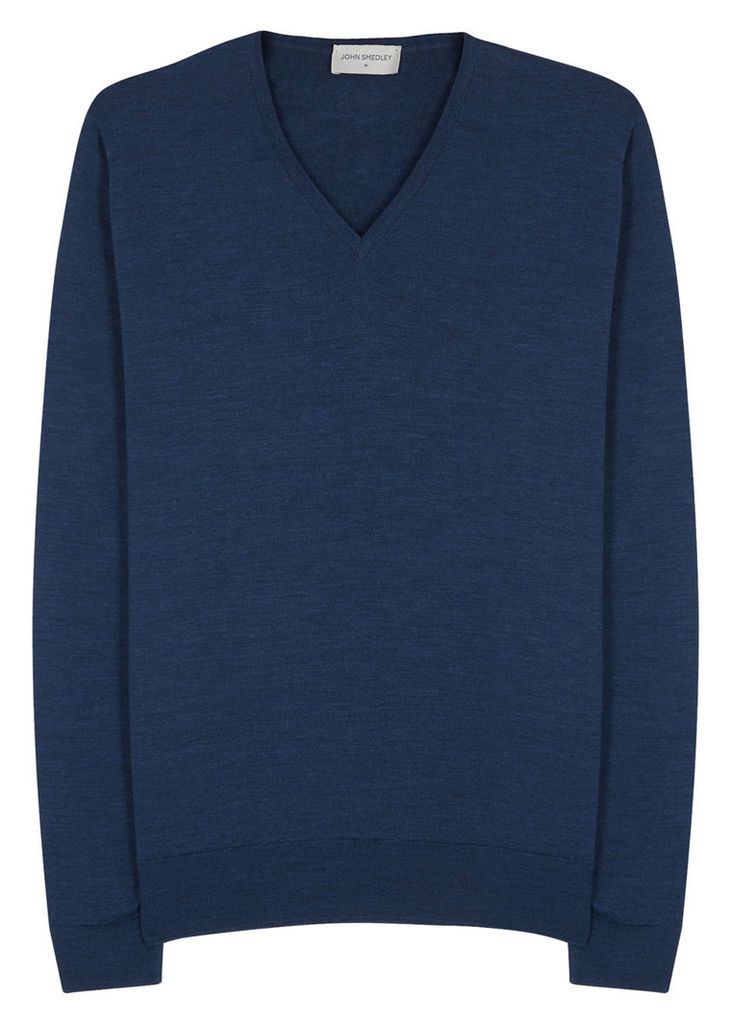 John Smedley Blenheim Indigo Fine-knit Wool Jumper - Size XL