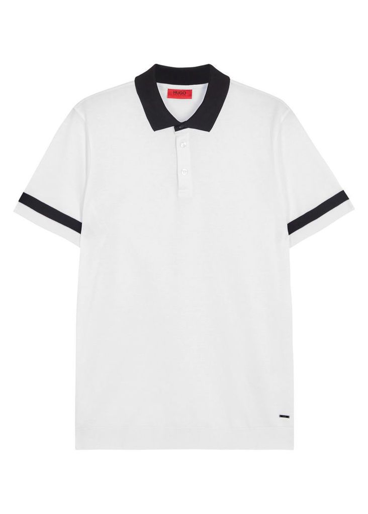 HUGO Dharp White Stretch Cotton Polo Shirt - Size L