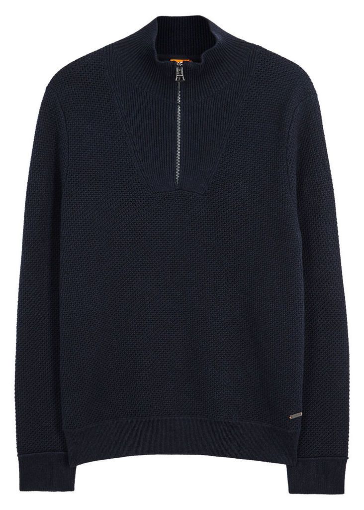 BOSS Artic Textured-knit Cotton Sweatshirt - Size S